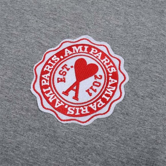 Ami Alexandre Mattiussi France Patch Logo Grey Tee Shirt - Picture 3 of 10